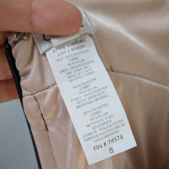 Vintage Cache Prom Dress Maxi Gown 8 Black Tan Lace Empire Y2K 90S Fairy Goth - Picture 12 of 14